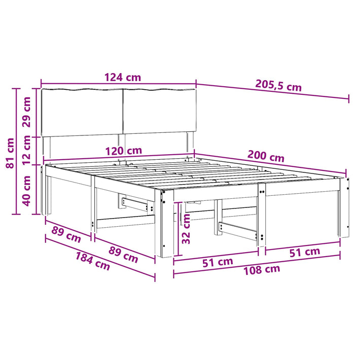 Cadru de pat dublu cu spătar ROSTOCK Alb 120 x 200 cm WALTI