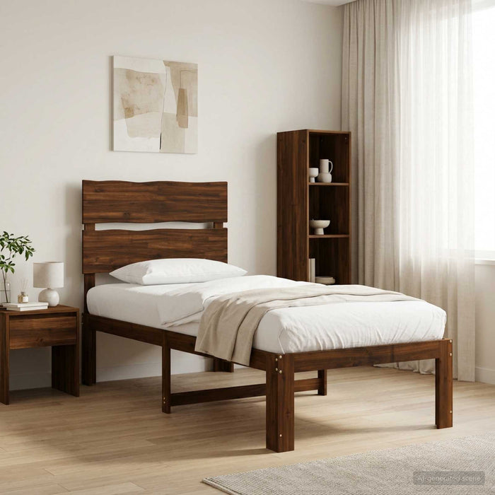 Cadru de pat single cu tablie ROSTOCK Maro închis 75 x 190 cm WALTI