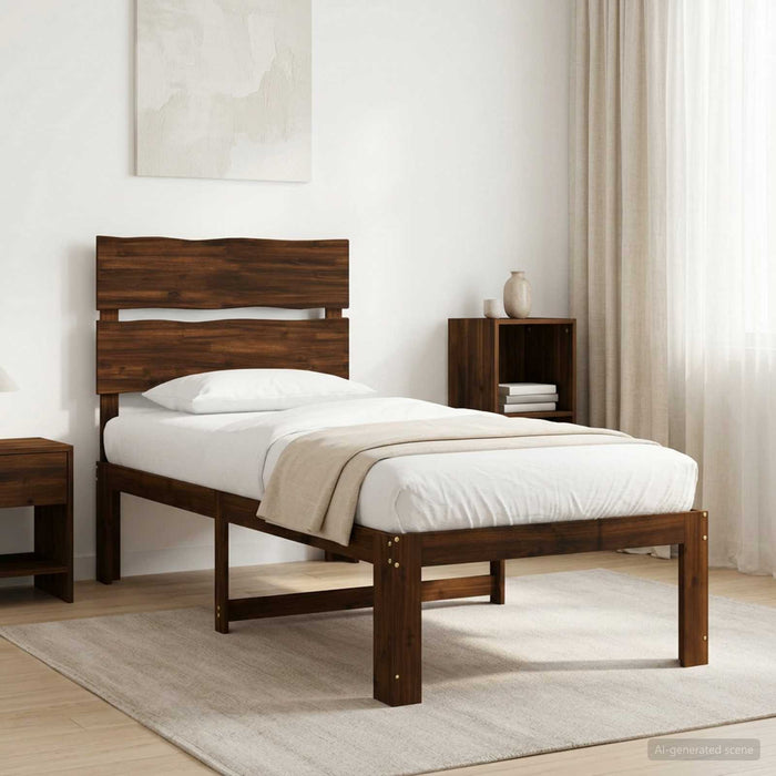 Cadru de pat single cu tablie ROSTOCK Maro închis 90 x 190 cm WALTI