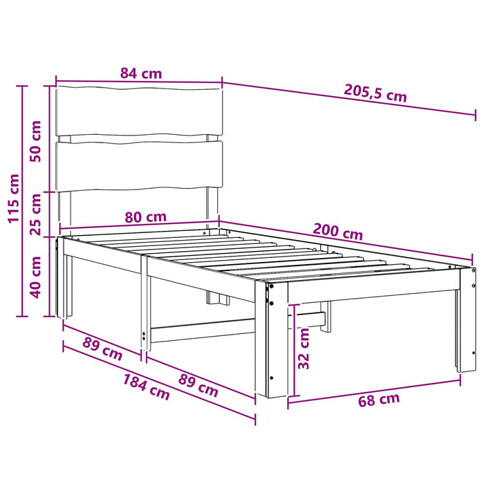 Cadru de pat single cu tablie ROSTOCK natural 80 x 200 cm WALTI