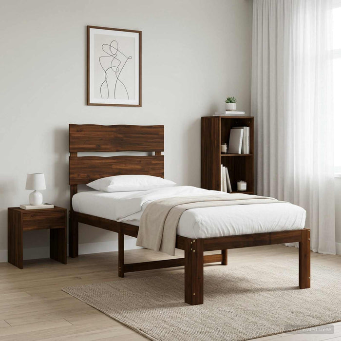 Cadru de pat single cu tablie ROSTOCK Maro închis 90 x 200 cm WALTI