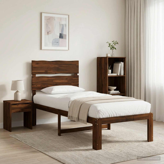 Cadru de pat single cu tablie ROSTOCK Maro închis 100 x 200 cm WALTI