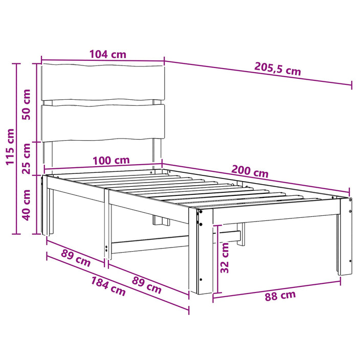 Cadru de pat single cu tablie ROSTOCK Maro închis 100 x 200 cm WALTI