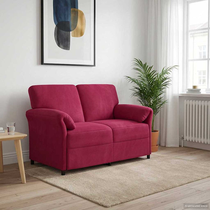 Canapea cu 2 locuri Roșu Vin 138 x 83 x 95 cm Catifea - WALTI WALTI