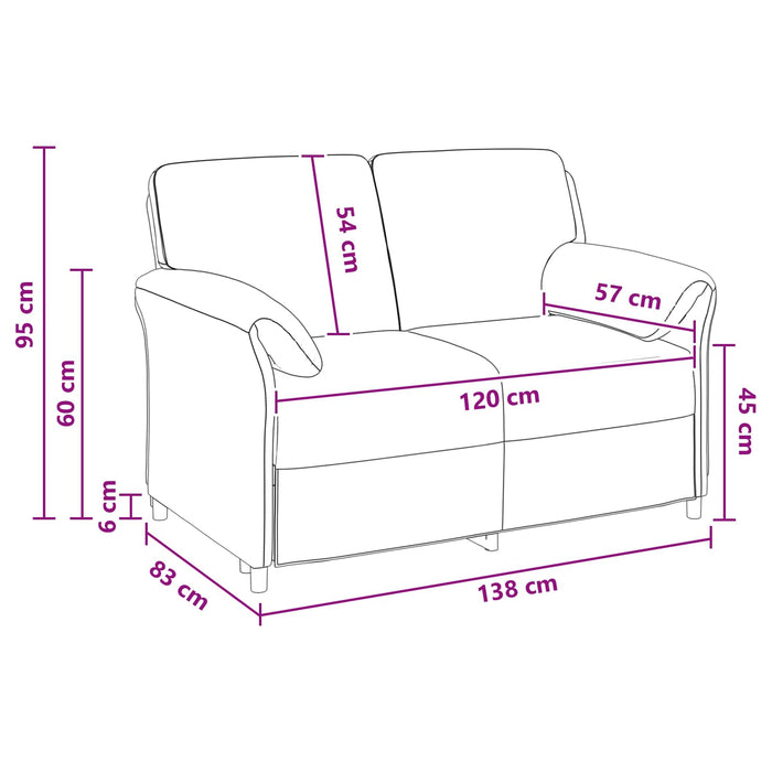 Canapea cu 2 locuri Negru 138 x 83 x 95 cm Catifea - WALTI WALTI