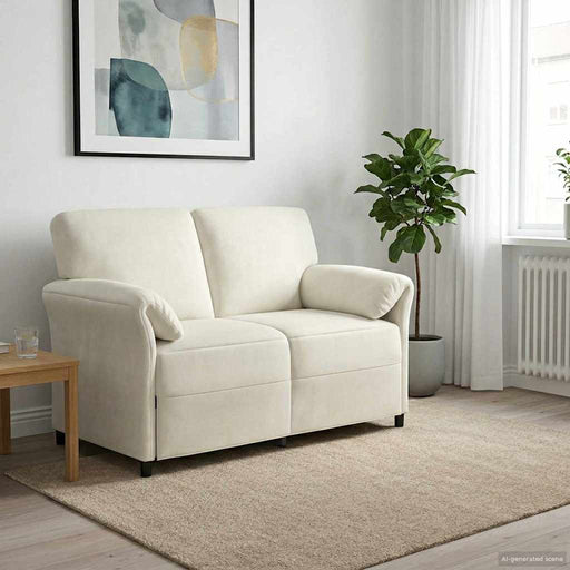 Canapea cu 2 locuri Crem 138 x 83 x 95 cm Catifea - WALTI WALTI