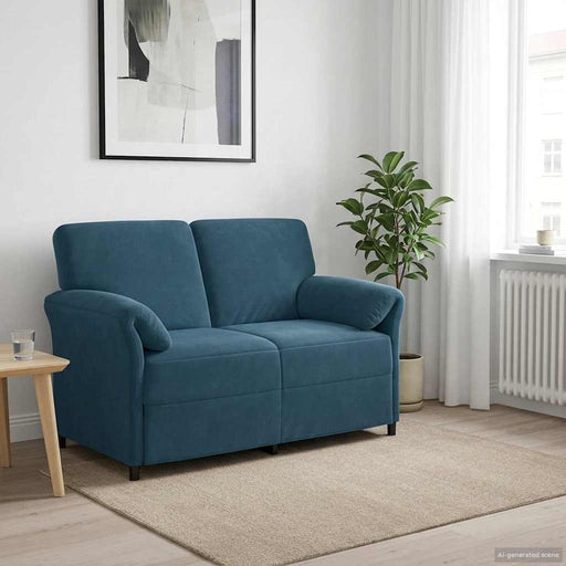 Canapea cu 2 locuri albastru 138 x 83 x 95 cm Catifea - WALTI WALTI