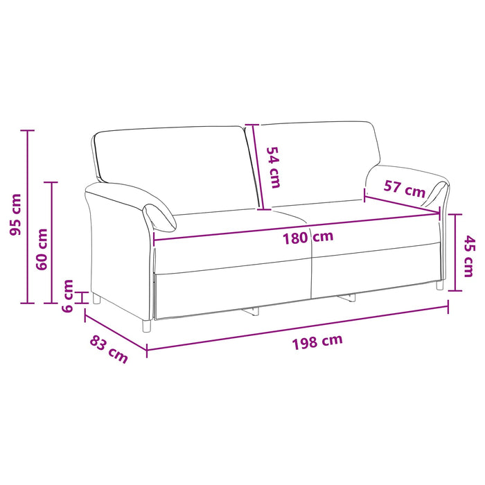 Sofa cu 3 locuri Verde deschis 198 x 83 x 95 cm Catifea - WALTI WALTI