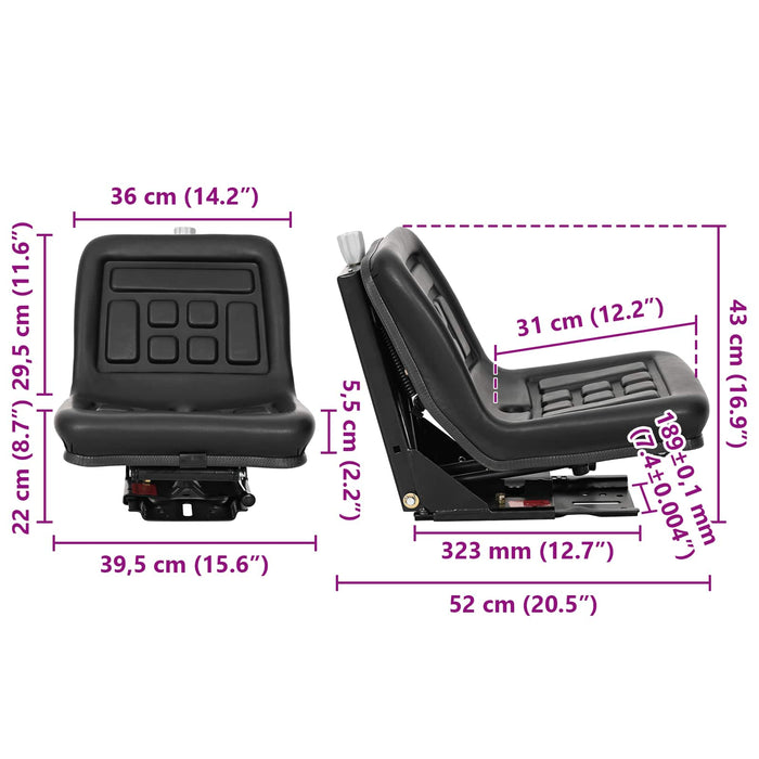 Scaun de tractor cu suspensie Negru 39,5 x 52 x 43 cm - WALTI WALTI