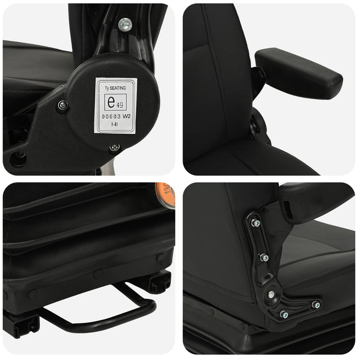 Scaun de tractor cu suspensie Negru 56 x 57 x 87 cm Oțel și PVC WALTI