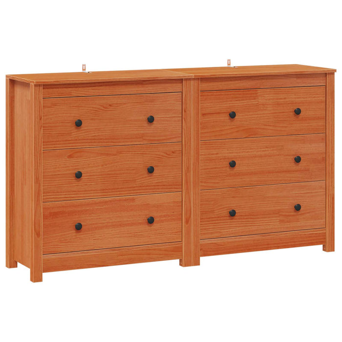 Bufet 2 pcs Maro Ceară 140 x 35 x 80 cm Lemn masiv de pin WALTI