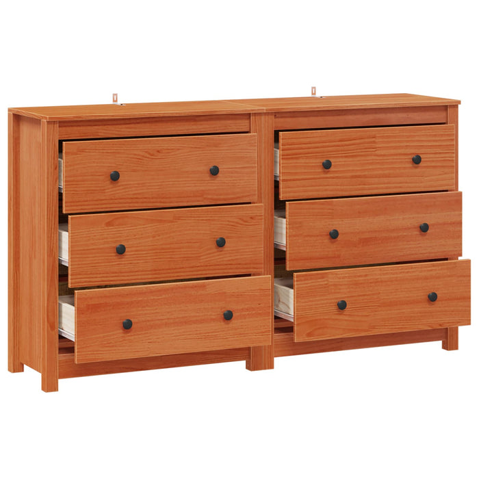 Bufet 2 pcs Maro Ceară 140 x 35 x 80 cm Lemn masiv de pin WALTI