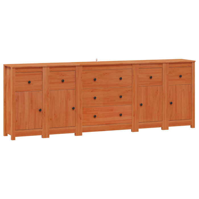 Bufet cu sertar 5 pcs Maro Ceară Lemn masiv de pin WALTI