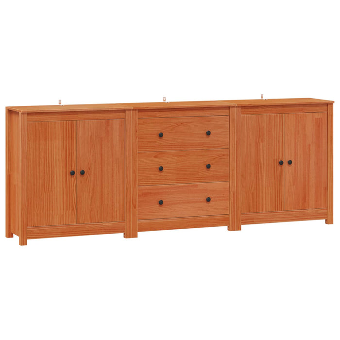 Bufet cu sertar 3 pcs Maro Ceară Lemn masiv de pin WALTI