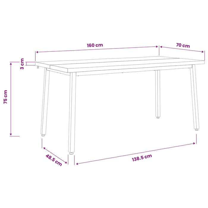 Masa de dining cu margine vie 160 x 70 x 75 cm Alb WALTI