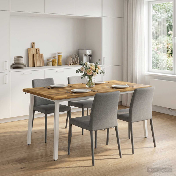 Masa de dining cu margine vie 160 x 70 x 75 cm Alb WALTI