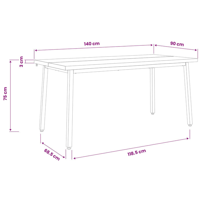 Masa de dining cu margine vie 140 x 90 x 75 cm natural WALTI