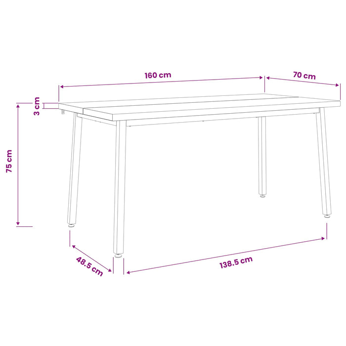Masă de dining pătrată 160 x 70 x 75 cm Lemn Solid de Acacia WALTI