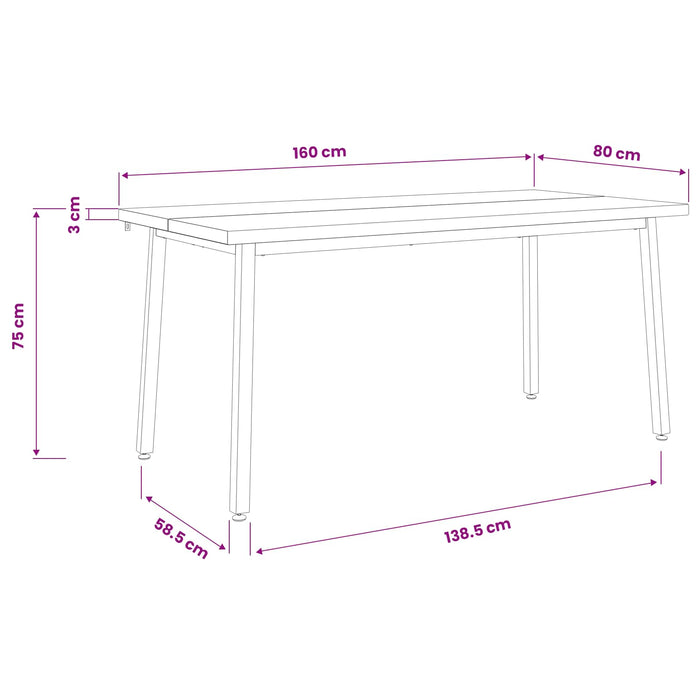 Masă de dining pătrată 160 x 80 x 75 cm Lemn Solid de Acacia WALTI