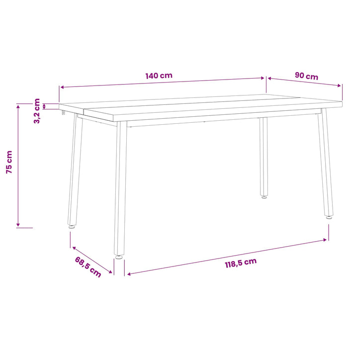 Masă de dining pătrată 140 x 90 x 75 cm Lemn Solid de Acacia WALTI