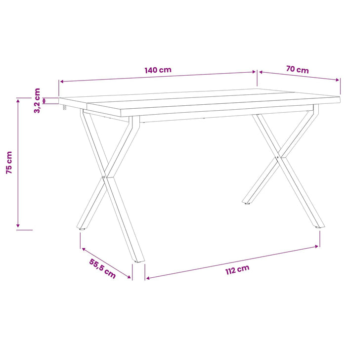 Masa de dining cu margine vie 140 x 70 x 75 cm natural WALTI