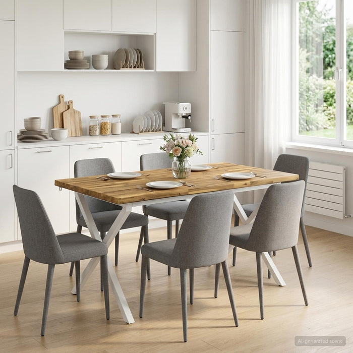 Masa de dining cu margine vie 140 x 80 x 75 cm Alb - WALTI WALTI