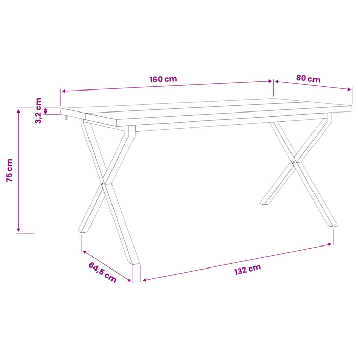 Masa de dining cu margine vie 160 x 80 x 75 cm - WALTI WALTI