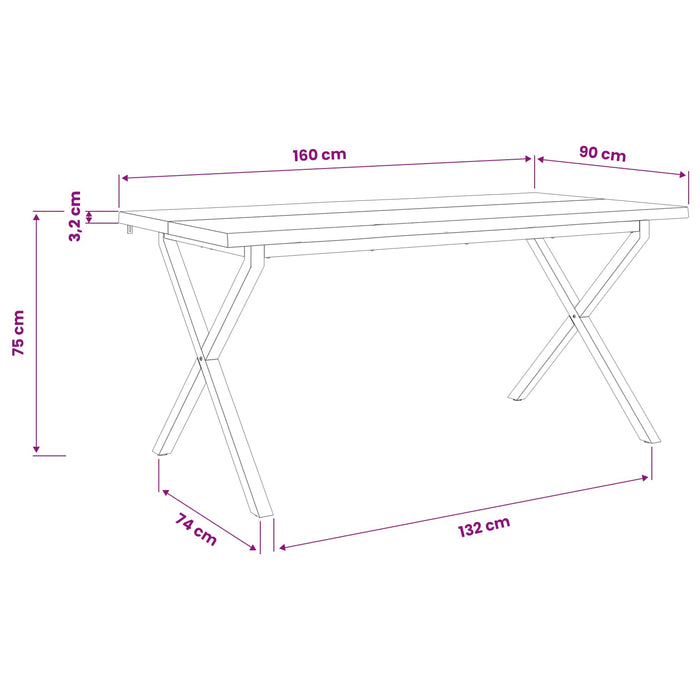 Masa de dining cu margine vie 160 x 90 x 75 cm - WALTI WALTI