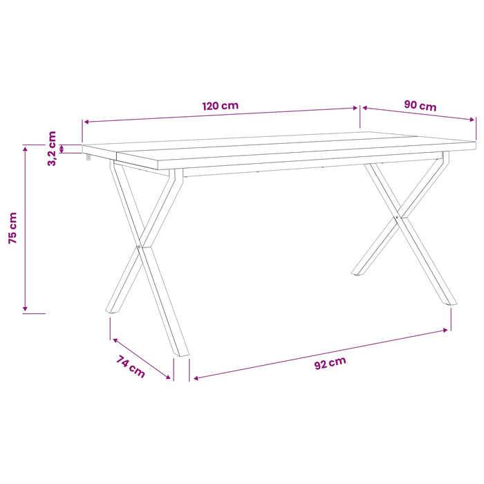 Masă de dining pătrată 120 x 90 x 75 cm Lemn Solid de Acacia - WALTI WALTI