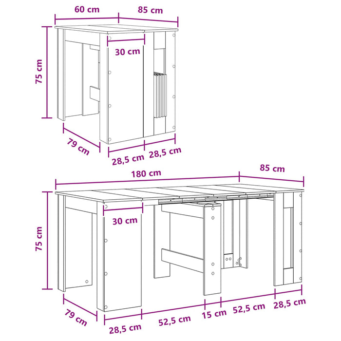 Masă de dining 180 x 85 x 75 cm Lemn prelucrat Sonoma gri - WALTI WALTI