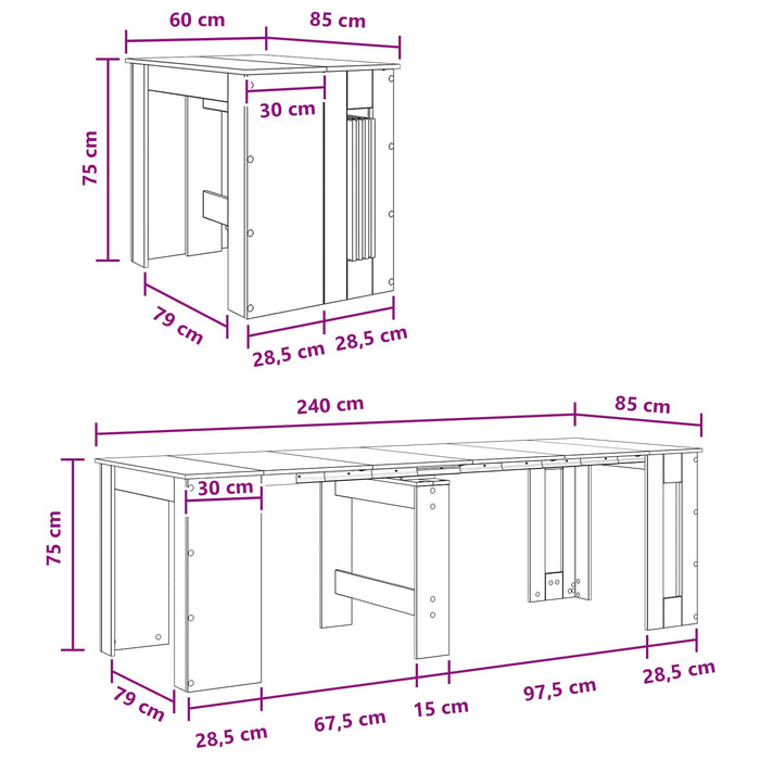 Masă de dining 240 x 85 x 75 cm Lemn prelucrat Sonoma gri - WALTI WALTI