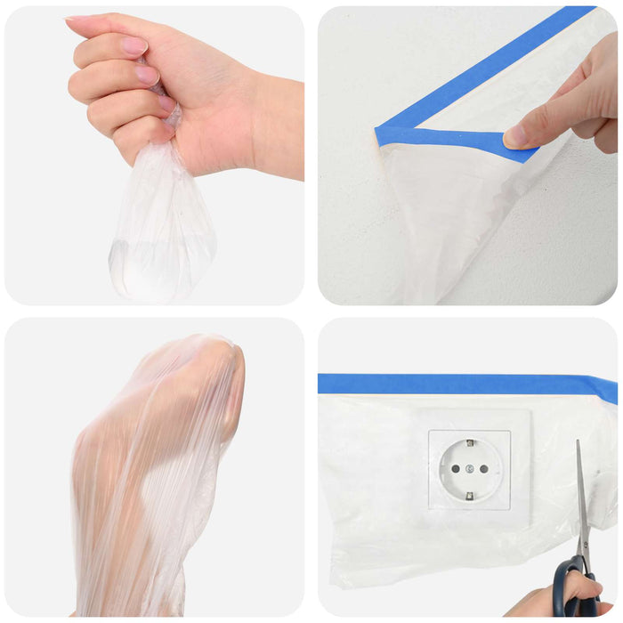 Folie de mascare cu bandă adezivă Transparent și Albastru - WALTI WALTI