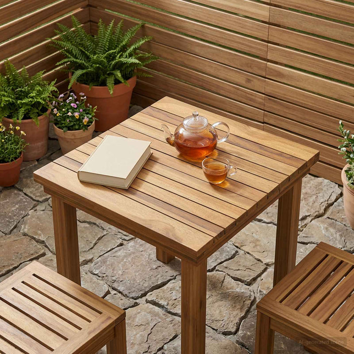 Placă de masă 40 x 40 x 3,5 cm Pătrat Lemn solid de tec natural - WALTI WALTI