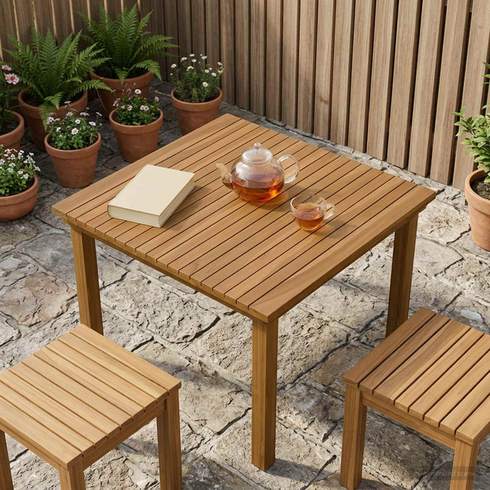 Placă de masă 70 x 70 x 3,5 cm Pătrat Lemn solid de tec natural - WALTI WALTI