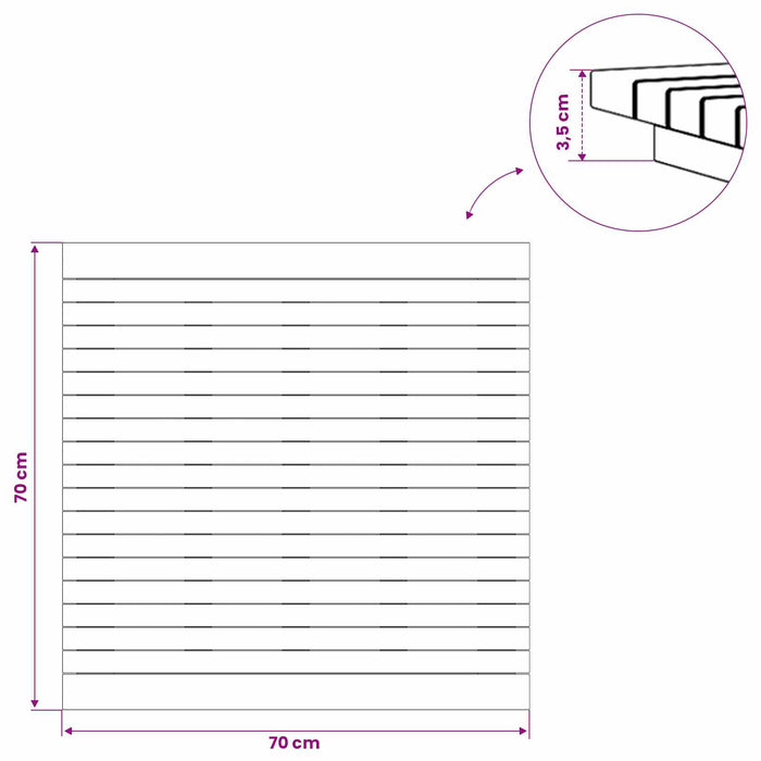Placă de masă 70 x 70 x 3,5 cm Pătrat Lemn solid de tec natural - WALTI WALTI