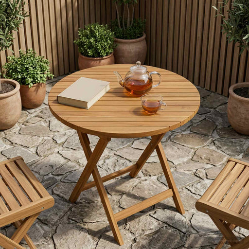 Placă de masă Ø 70 x 3,5 Rotund Lemn solid de tec natural - WALTI WALTI