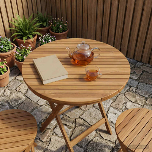 Placă de masă Ø 80 x 3,5 Rotund Lemn solid de tec natural - WALTI WALTI