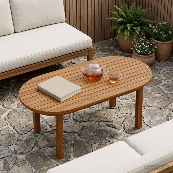 Placă de masă 80 x 40 x 3,5 cm Oval Lemn solid de tec natural - WALTI WALTI