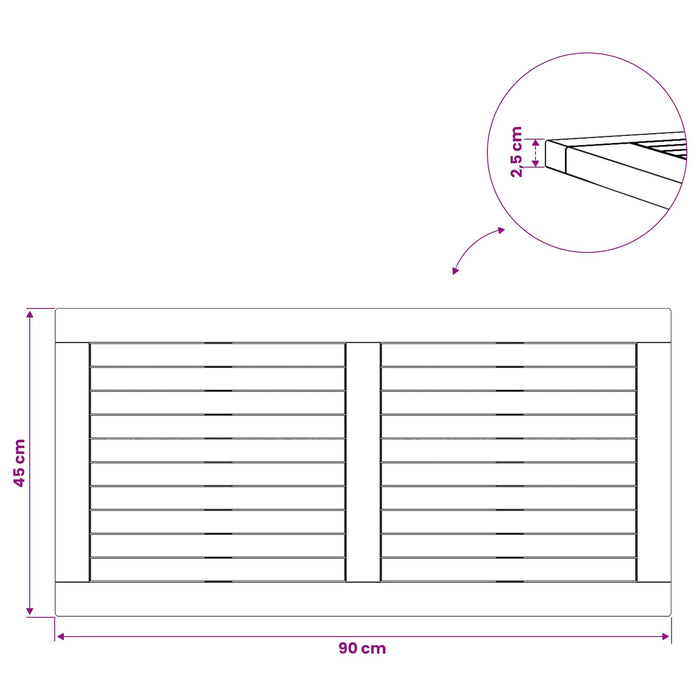 Placă de masă Dreptunghiular Lemn solid de tec natural - WALTI WALTI