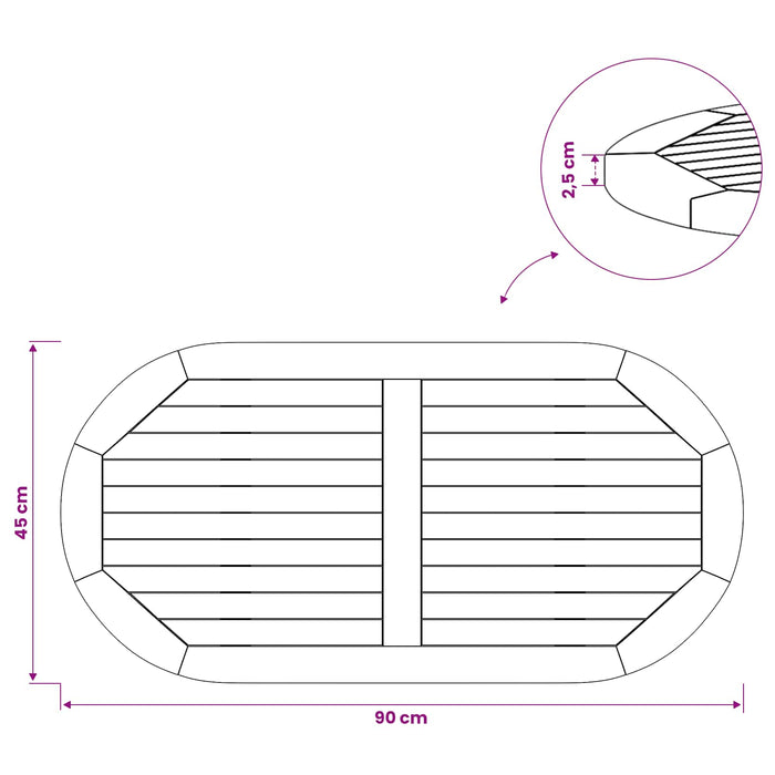 Placă de masă Oval Lemn solid de tec natural - WALTI WALTI