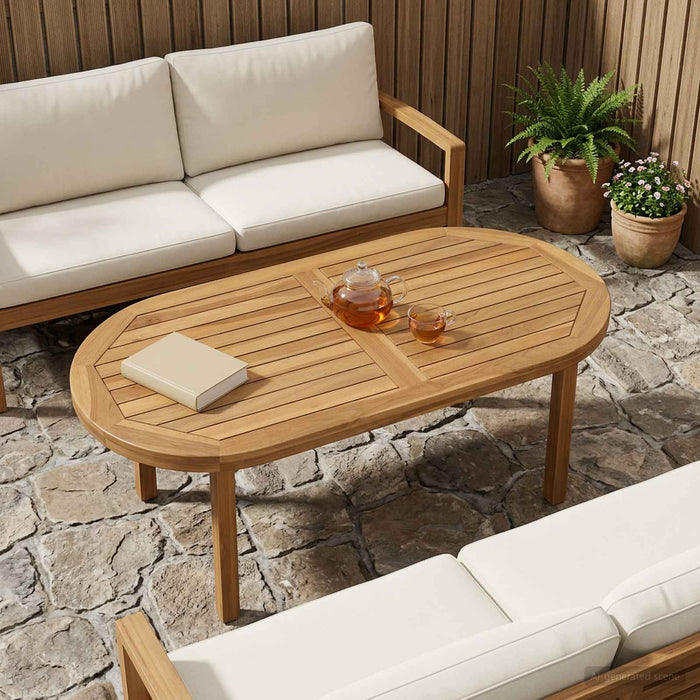 Placă de masă Oval Lemn solid de tec natural - WALTI WALTI