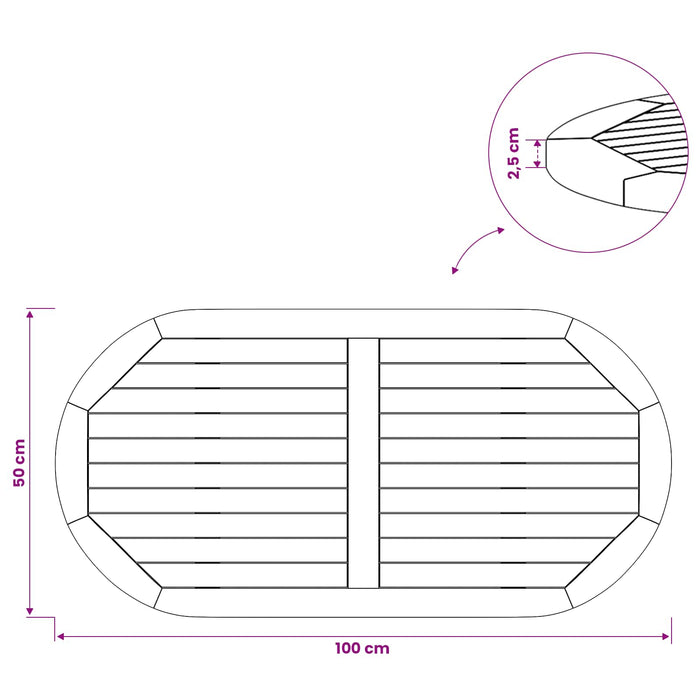 Placă de masă Oval Lemn solid de tec natural - WALTI WALTI