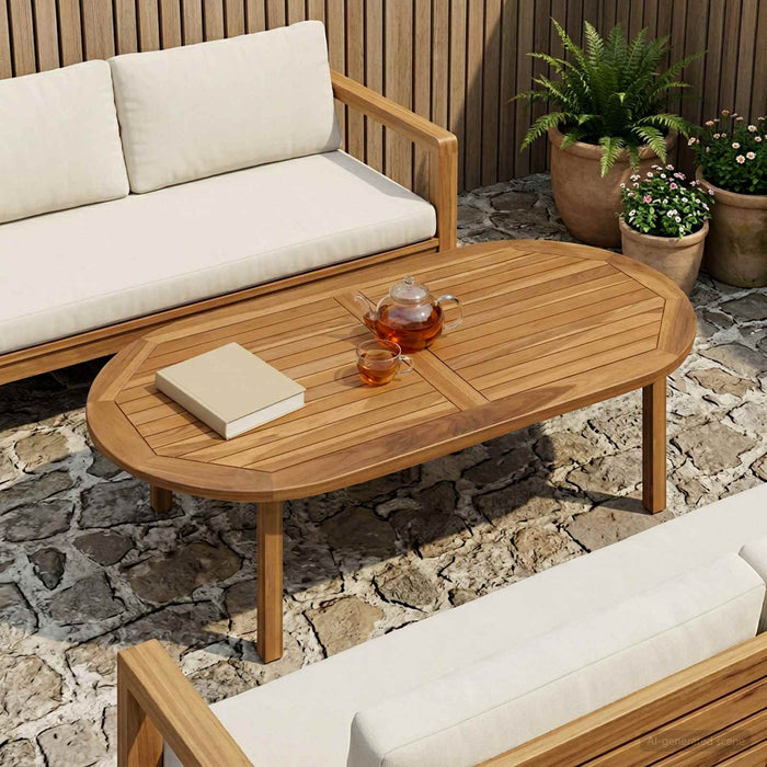 Placă de masă Oval Lemn solid de tec natural - WALTI WALTI