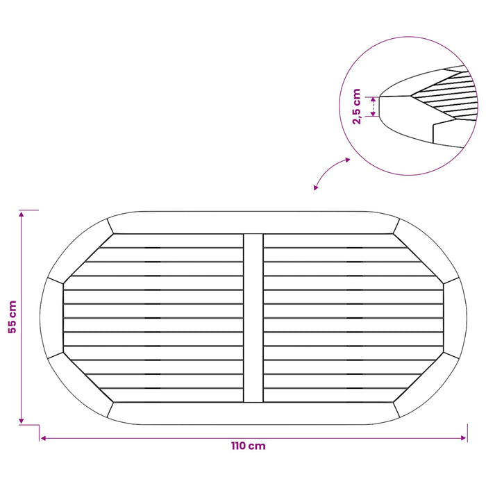 Placă de masă Oval Lemn solid de tec natural - WALTI WALTI