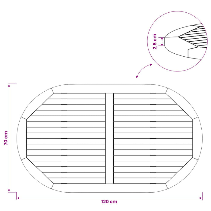Placă de masă Oval Lemn solid de tec natural - WALTI WALTI