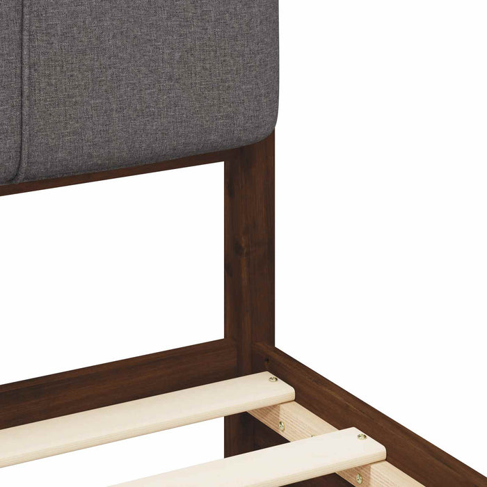 Cadru de pat cu tăblie tapițată Maro închis și gri deschis WALTI