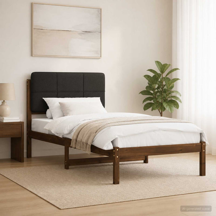 Cadru de pat cu tăblie tapițată Maro închis și Negru - WALTI WALTI
