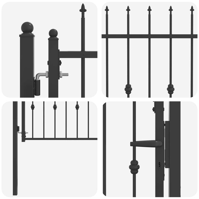 Poartă de gard HORST 100 x 75 cm Metal Negru Blocat WALTI