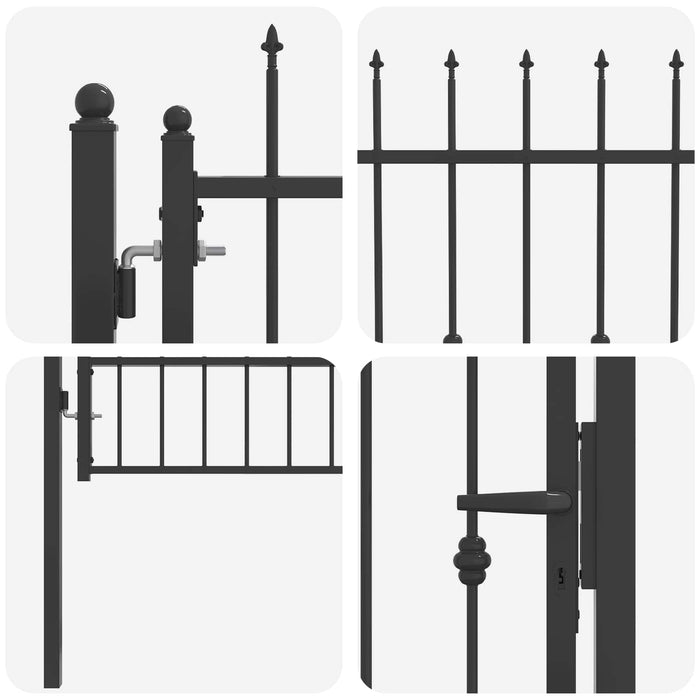 Poartă de gard HORST 100 x 125 cm Metal Negru Blocat WALTI