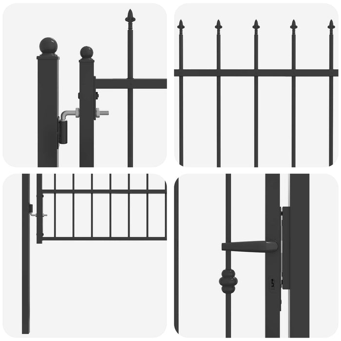 Poartă de gard HORST 100 x 150 cm Metal Negru Blocat WALTI
